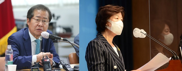 홍준표 의원은 “검찰총장의 양해 없이 가능했겠나. 또 검찰총장이 양해를 안 했다고 하면 그것은 좀 어불성설"이라고 주장했고, 추미애 전 법무장관은 “윤 전 총장은 더 이상의 망동으로 국민에게 치욕과 수치를 강요하는 행위를 중단하고, 죄상에 합당한 처벌을 기다려라”고 밝혔다. 사진=연합뉴스