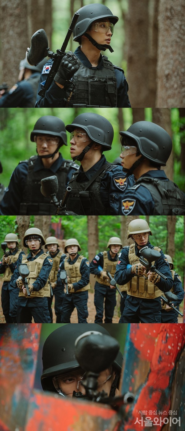 KBS2 월화드라마 '경찰수업' 중 서바이벌 게임 장면. 사진=로고스필름 제공