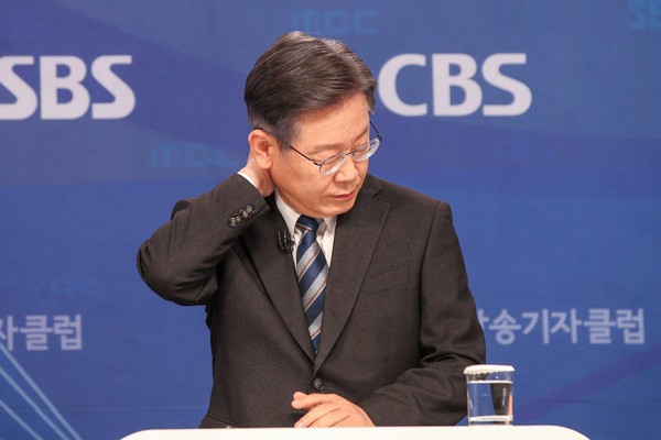 지난 2일 방송기자토론회에 참석한 이재명 후보. 사진= 연합뉴스 제공