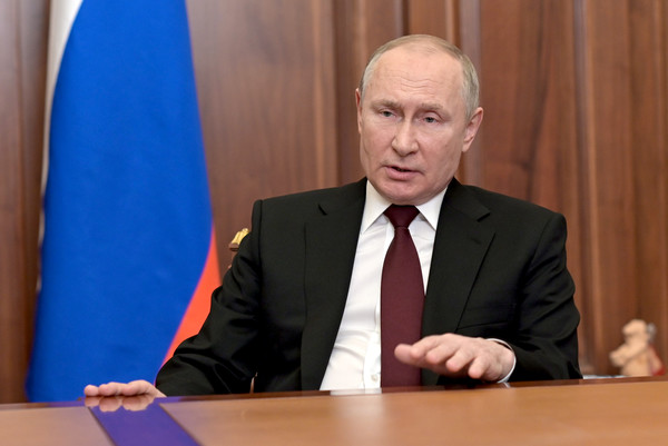 우크라이나 전쟁을 선포한  블라디미르 푸틴  러시아 대통령 (타스통신=연합뉴스)