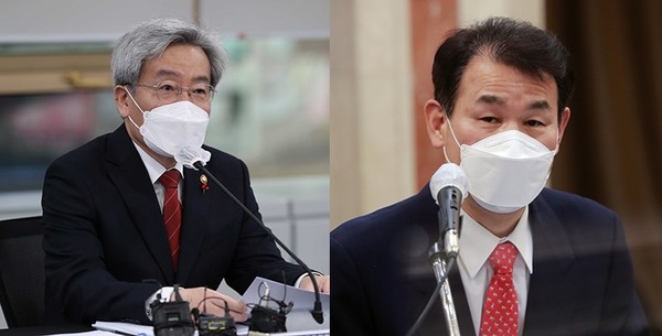 (왼쪽부터) 고승범 금융위원장, 정은보 금융감독원장. 사진=서울와이어 DB