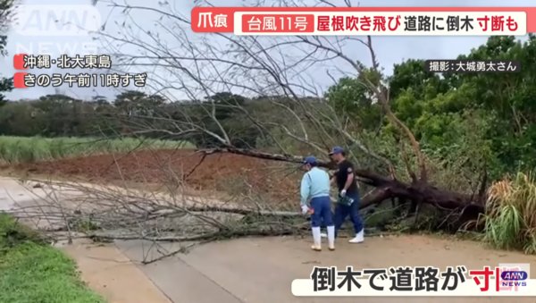 제11호 태풍 힌남노의 영향을 받은 일본 오키나와. 사진=ANN뉴스 유튜브 화면 캡쳐