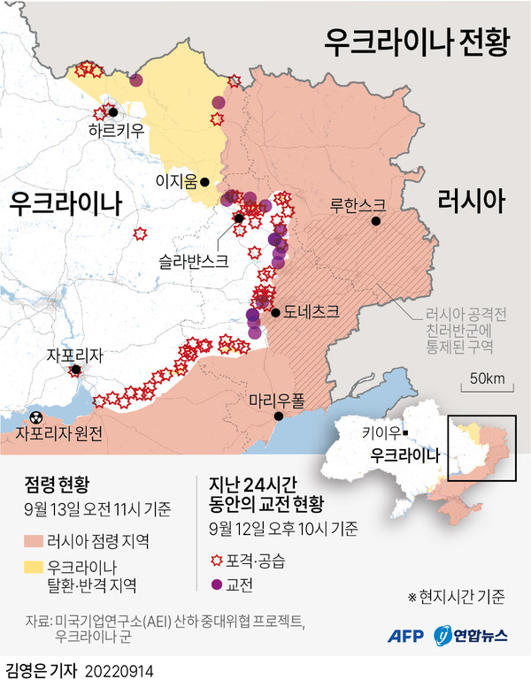 우크라이나  전황 그래픽 (연합뉴스 제공)