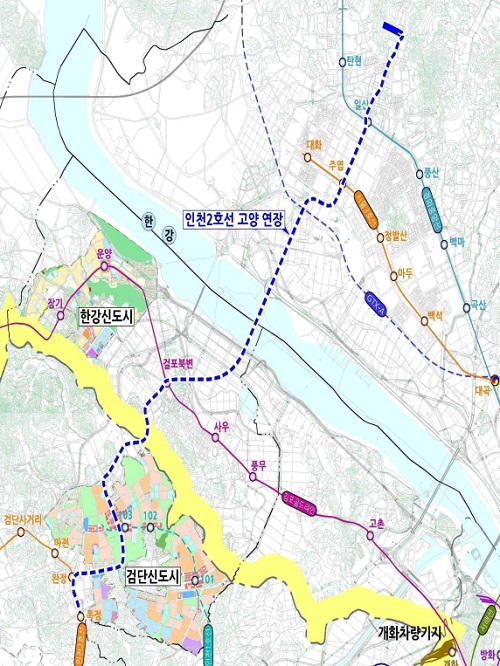 인천시 ‘인천 2호선 고양연장사업’ 개요 노선도.