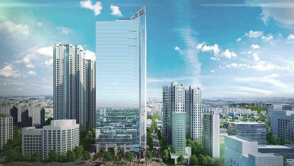 강동구 이스트센트럴타워에 위치한 휠라코리아 사옥 조감도. 사진=휠라코리아 제공