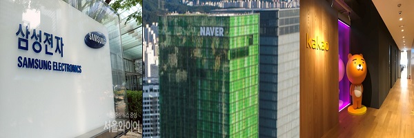 증시가 부진한 가운데 개인투자자들이 삼성전자·네이버·카카오 등 국내 대형 우량주를 매수하고 있다. 다만 이들의 주가 부진으로 개인들의 손실율은 15% 이상으로 나타났다. 사진=각 회사 제공