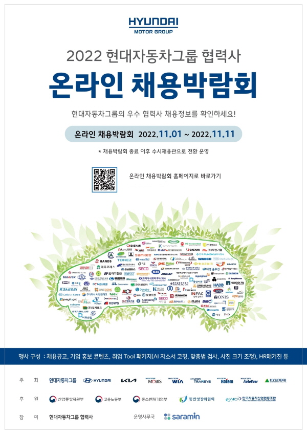 ‘2022 현대자동차그룹 협력사 온라인 채용박람회’ 공식 포스터. 사진=현대차그룹 제공