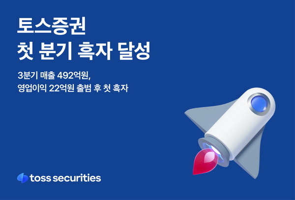 토스증권은 경영공시를 통해 회사 출범 1년9개월만에 처음으로 분기 흑자를 달성했다고 15일 밝혔다. 사진=토스증권 제공