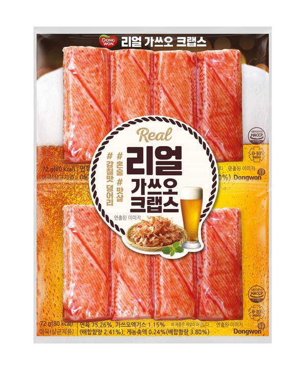 동원F&B가 안주용 맛살 ‘리얼 가쓰오 크랩스’를 출시했다. 사진=동원F&B 제공