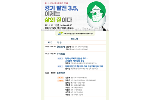 LH가 '경기 발전 3.5, 이제는 삶의 질이다'를 주제로 정책 세미나를 개최한다. 사진=LH 제공