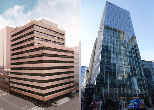 CJ대한통운의 기존 서소문사옥(왼쪽)과 신규 종로사옥 전경. 사진=CJ대한통운 제공
