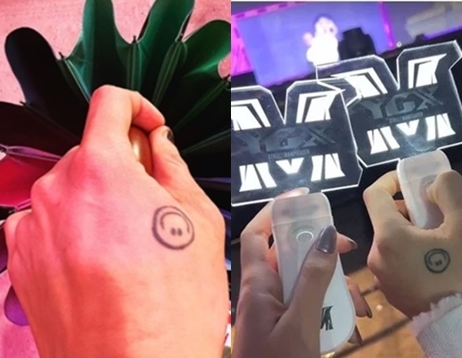 지드래곤 타투(왼쪽)와 중국 매체가 열애설 증거로 제기한 사진. 사진=온라인 커뮤니티