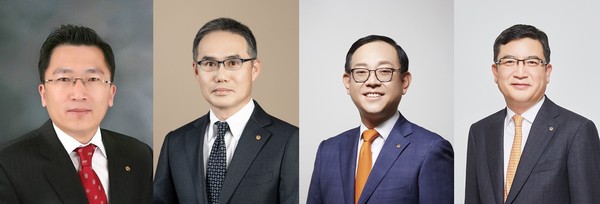 (왼쪽부터) 나채범 한화손해보험 대표이사, 한두희 한화투자증권  대표이사, 권희백 한화자산운용 대표이사, 강성수 한화저축은행  대표이사 내정자. [사진=한화그룹]