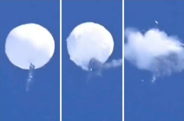  4일(현지시간) 미국이 스텔스 전투기 등을 동원해 자국 영토에 진입한 중국의 '정찰 풍선'을 격추하고 있다. 사진=연합뉴스