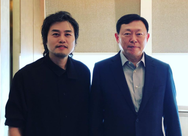 배상민 한국과학기술원(카이스트) 교수(왼쪽)와 신동빈 롯데그룹 회장의 모습. 사진=배상민 한국과학기술원(카이스트) 교수 인스타그램