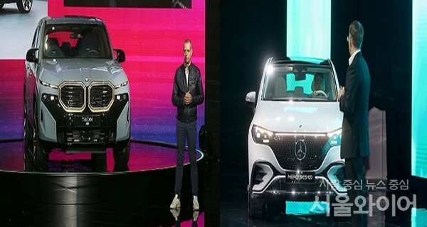 독일 완성차 브랜드 BMW와 메르세데스-벤츠도 이번 행사에서 차별화된 전동화 기술이 적용된 신차를 선보여 국내 수입차시장을 둔 치열한 경쟁을 예고했다. 사진=이태구 기자
