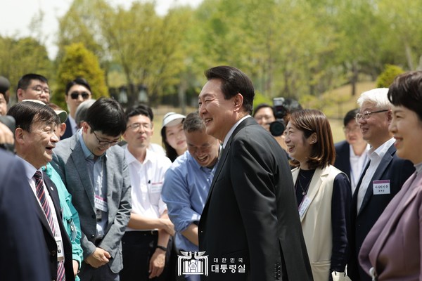 윤석열 대통령은 지난 5월 2일 출입기자단과의 오찬간담회를 가졌다 (사진, 대통령실 제공)