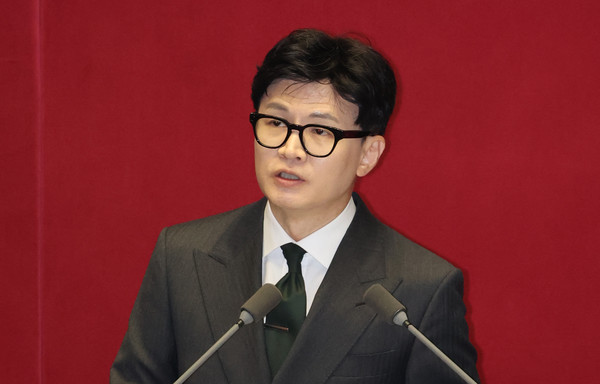 한동훈 법무부 장관이 지난 12일 국회 본회의에서 윤관석, 이성만 의원 체포동의 요청 이유를 설명하고 있다. 사진=연합뉴스 제공