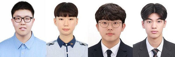 사진=경북교육청, 왼쪽부터 조은우(경산과학고 2학년), 장우진(포항제철공업고 3학년), 나지홍(포항제철고 1학년), 김준성(경주정보고 3학년)