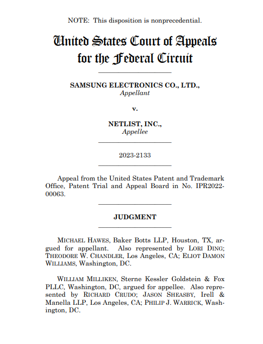 항소심 판결문 1면. 사진=미국 연방 순회 항소법원