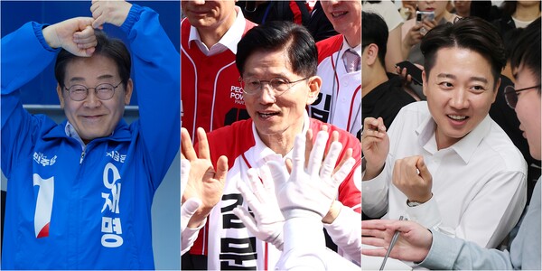 유세하는 이재명·김문수·이준석 대선후보. 사진=연합뉴스 