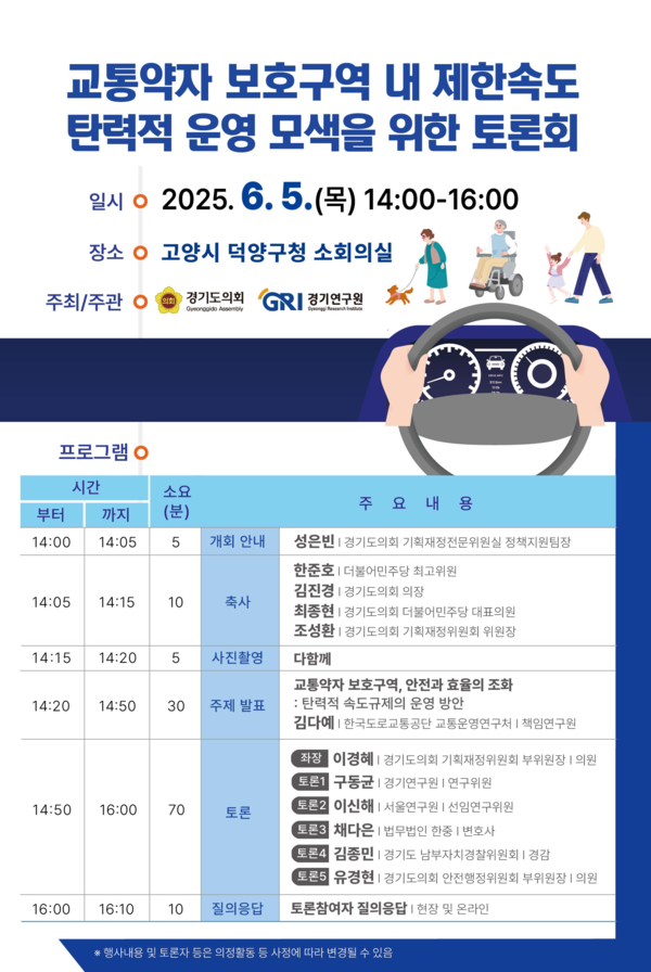 경기연구원, 스쿨존 제한속도 토론회 포스터