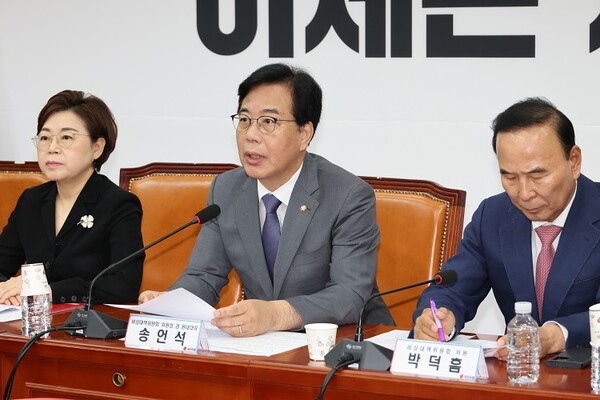 송언석 국민의힘 비상대책위원장 겸 원내대표가 10일 서울 여의도 국회에서 열린 비상대책위원회의에서 발언 중이다. 사진=연합뉴스 