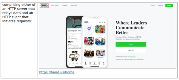 웹소크가 미국 법원에 제출한 특허 침해 분석표.