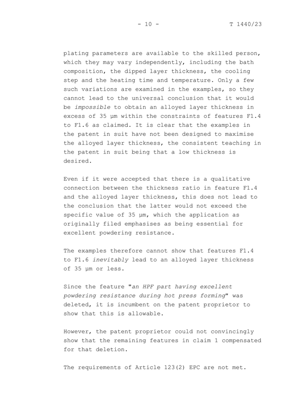 유럽특허청 항소심 결정문 10페이지. 자료=유럽특허청