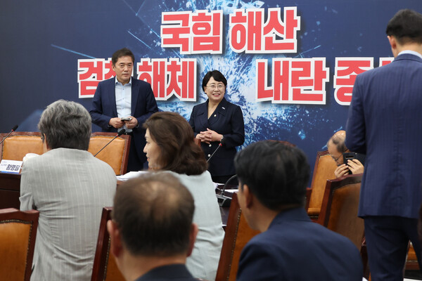 김선민 조국혁신당 대표 권한대행이 13일 서울 여의도 국회에서 열린 당무위원회의에 참석하고 있다. 혁신당은 이날 회의에서 당대표 권한대행을 비롯한 최고위원 전원의 임기 단축을 결정했다. 사진=연합뉴스 