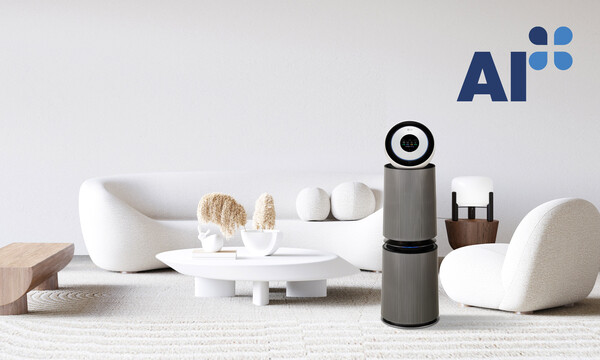  AI 공기질 센서를 적용한 LG 퓨리케어 AI 오브제컬렉션 360˚ 공기청정기. 사진=LG전자 제공