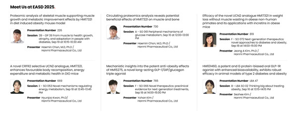한미약품이 EASD 2025에서 발표하는 주요 연구 초록 소개.(사진=한미약품)