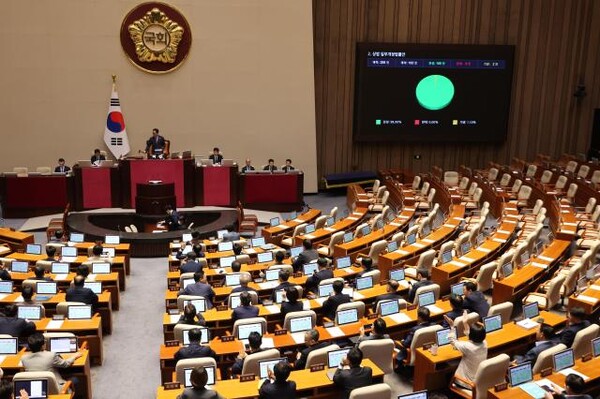 지난 25일 국회 본회의에서 2차 상법 개정안이 여당 주도로 통과되고 있다. 사진=연합뉴스