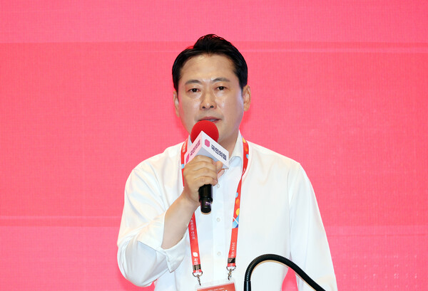 장동혁 국민의힘 대표가 29일 인천국제공항공사 항공교육원에서 열린 2025 국민의힘 국회의원 연찬회에서 발언하고 있다. 사진=연합뉴스