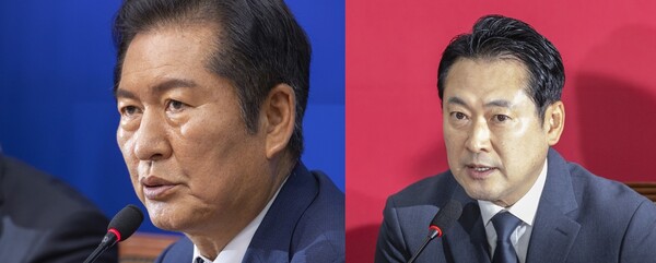 (왼쪽부터) 정청래 더불어민주당 대표와 장동혁 국민의힘 대표. 사진=연합뉴스 