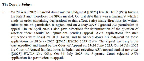 사진=영국·웨일스 고등법원 비즈니스·재산법원 지식재산 목록(ChD) 특허법원 판결문 발췌