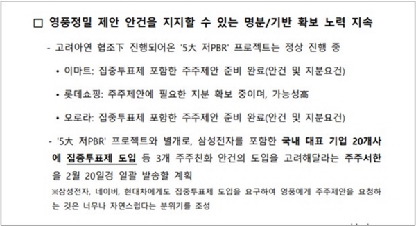 2025년 2월11일자 ‘영풍 관련 액트 향후 활동 계획’ 4페이지 내용 발췌. 자료=영풍