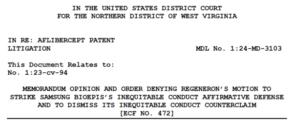 사진=미국 웨스트버지니아 북부지방 연방법원 클락스버그 지부 결정문 발췌