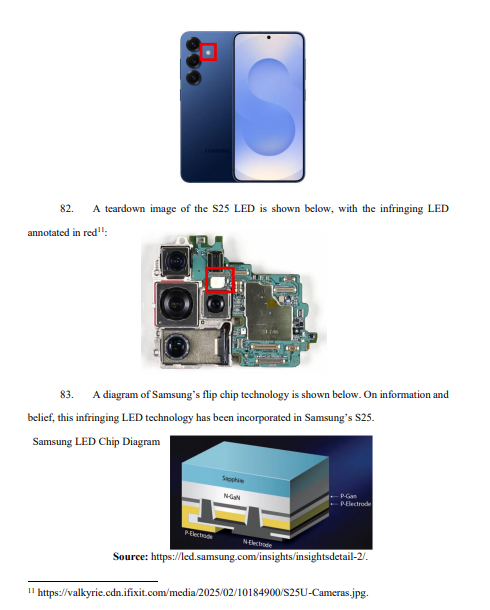 소송장에서 제시된 증거자료. 사진=미국 텍사스주 동부 지방법원 마샬지원