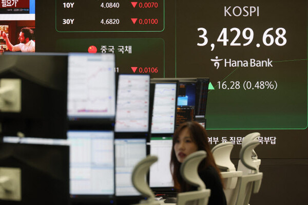 18일 중구 하나은행 딜링룸 전광판에 실시간 코스피가 표시돼 있다. 사진=연합뉴스