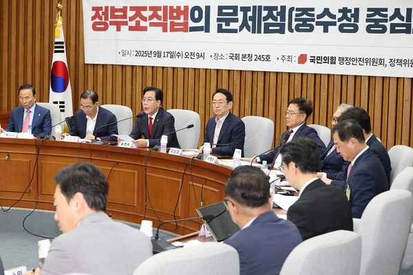 송언석 국민의힘 원내대표가 지난 17일 서울 여의도 국회에서 열린 '정부조직법의 문제점 : 중수청(중대범죄수사청) 중심으로' 토론회에서 발언 중이다. 사진=연합뉴스