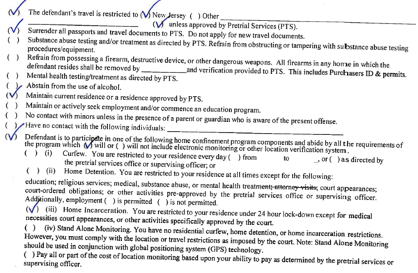 사진=미국 뉴저지주(州) 보석 허가 결정문 발췌
