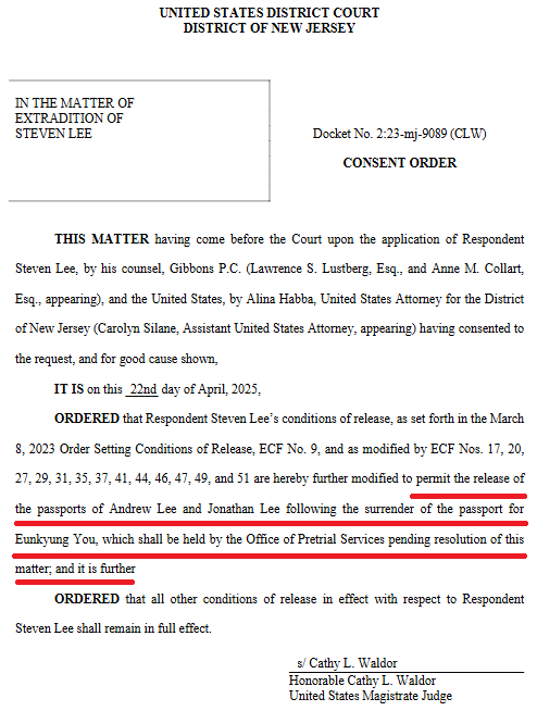 사진=미국 뉴저지주(州) 연방 지방법원 결정문 발췌