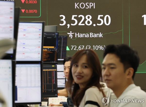 2일 코스피가 사상 처음으로 장중 3500선을 돌파했다. 사진=연합뉴스