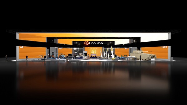 오는 20~24일 일산 킨텍스에서 열리는 ‘서울 국제 항공우주 및 방위산업 전시회(ADEX) 2025’ 한화 부스 조감도. 사진=한화