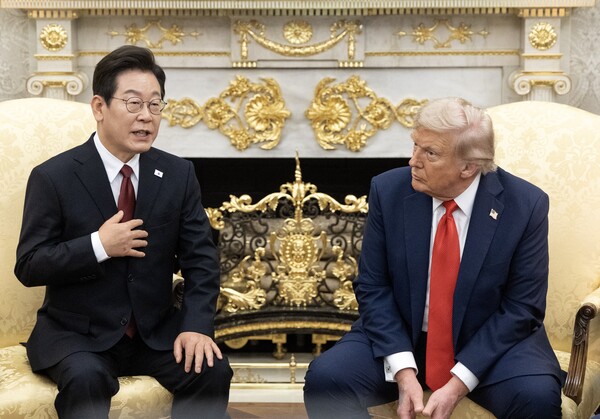 이재명 대통령과 도널드 트럼프 미국 대통령이 지난 8월 25일(현지시간) 미국 워싱턴DC 백악관에서 정상회담을 하고 있다. 사진=연합뉴스