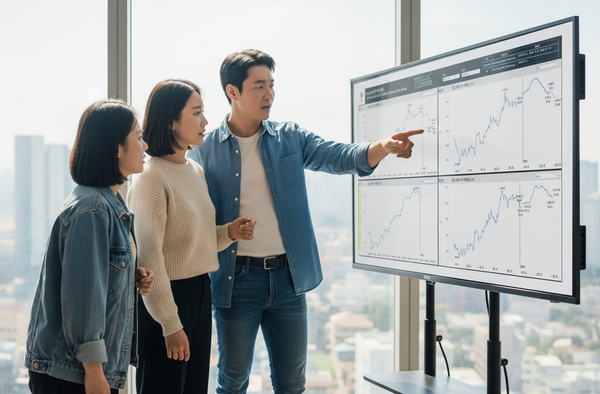 롯데웰푸드 ‘AI 구매 어시스턴트’를 활용하고 있는 담당자들 연출 이미지. 사진=롯데웰푸드