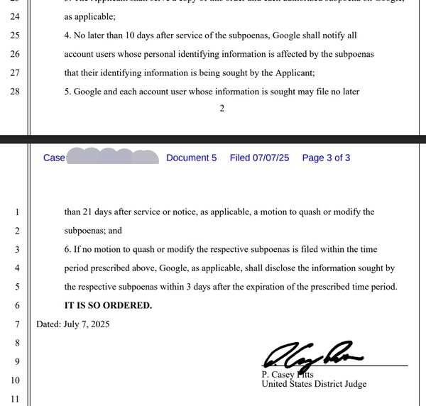 쯔양이 신청한 해외 소송용 증거개시를 미국 법원이 인용했다. 사진=캘리포니아 북부 연방지방법원