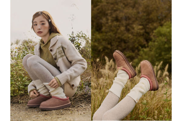 어그(UGG) 시그니처 스웨이드 타스만 슬리퍼 화보. 사진=어그 제공