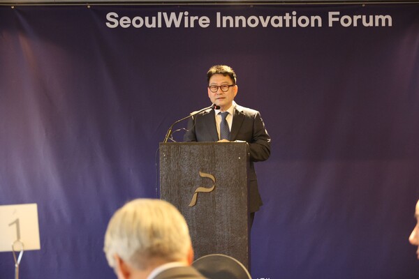 제6회 서울와이어 혁신포럼에서 전창 서울와이어 대표가 축사하고 있다. 사진=김민수 기자